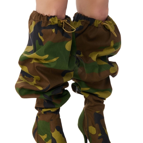 "ARMY READY" Stylish Camouflage Over the Knee Boots - Picture 4 of 4
